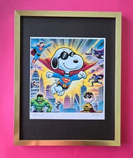 AIDAN FLUX  Hand Signed Authentic LtdED Print Framed SNOOPY  MY SUPER HEROE COA