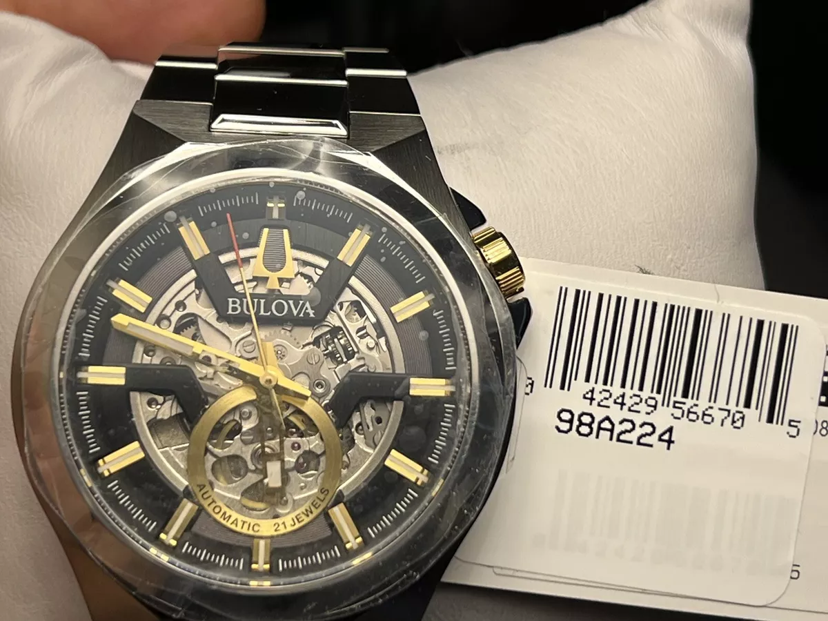 NEW Bulova 98A224 Maquina Black Skeleton Dial Automatic Men s Watch MSRP 595
