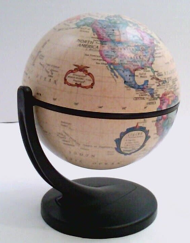 Replogle~Mini~World Globe~4" Diameter~5.5” Tall~Dual Direction Spin~Vintage~2001 - Picture 4 of 8