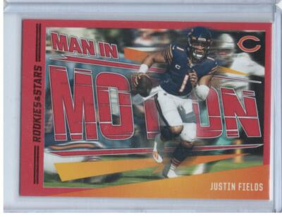Justin Fields 2023 Panini Rookies & Stars #MM-20 Man In Motion Chicago Bears