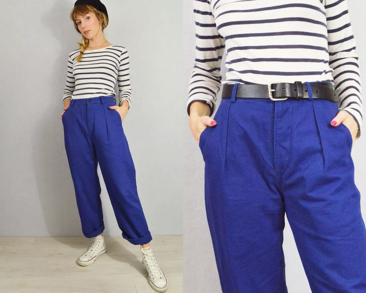 Buy Cotton Pants Custom Trousers Women's Straight Wide Leg Pants Casual  Pants Retro Trousers With Belt Elastic Waist Trousers With Pockets R44  Online in India - Etsy