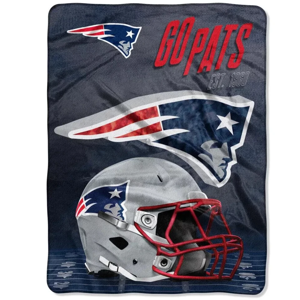 Manta de cama tamaño queen con licencia oficial de la NFL 60 x 80 en New England Patriots Foto 2 de 4