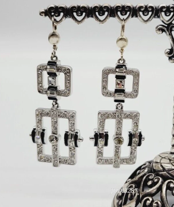 GIVENCHY Pendientes Colgantes Araña Cristal Tono Plata 2.5" Pasarela Foto 2 de 4