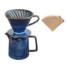 Ceramic Pour Over Coffee Maker 15oz Starry Blue with 40 Filters