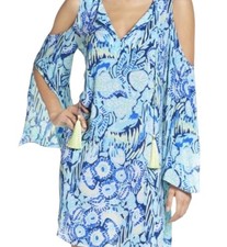 Lilly Pulitzer Benicia Cold Shoulder Tunic Dress Indigo Sunset Swim NWT Sz Small