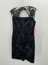 Pre-Owned Adrianna Papell Black Size 8P Sequin Short Sleeveless Dress