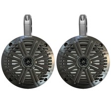 Kicker 6.5" 195W Speakers Pair w/ Charcoal Grilles, Speaker Enclosure Black 