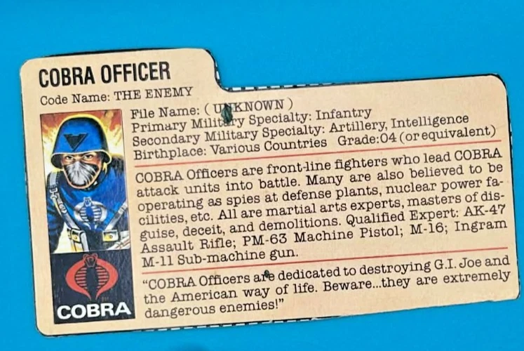 Braços giratórios Cobra Officer V1.5 100% completos G.I. Joe 1983 Vintage com cartão de arquivo - Imagem 4 de 4