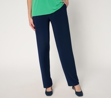 Susan Graver Petite LK Luxe Pull On Pants with Pockets Navy 4X New