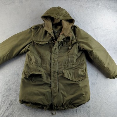 Vintage 70s Canadian Military Parka Jacket Mens Medium Green Field Coat 1978