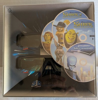 Samsung Starter Kit 3D Glasses & Shrek 1-3 Blu Ray  Discs New