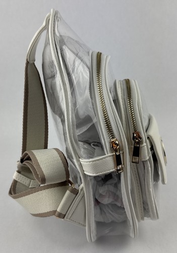 Malibu Skye Crossbody Bag Clear With White Trim Tan Strap NEW Stadium - Picture 4 of 14