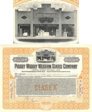 Piggly Wiggly Western States Co. - 1920's dated Supermarket Chain Stock Certific