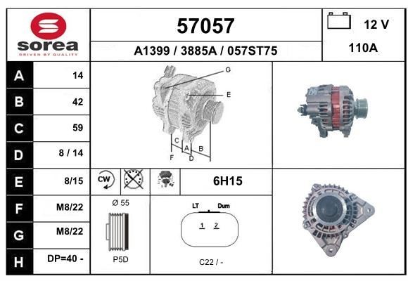 Alternateur haute performance 120A pour moteur Renault 1.5 dCi Clio 2 et Megane II