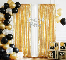 2PCS 2Ftx8Ft Gold Sequin Curtains - Glitter Photo Backdrop for Party Birthday We