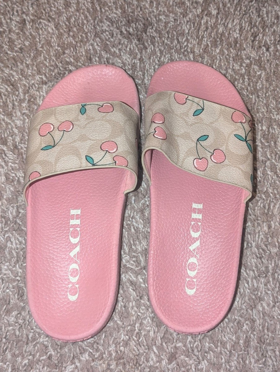 Women's Coach Uli Slides Heart Cherry Print Size 7 | eBay
