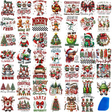 48 Sheets Vintage Christmas Rub on Transfers for Crafts, Rub on Transfers Christ