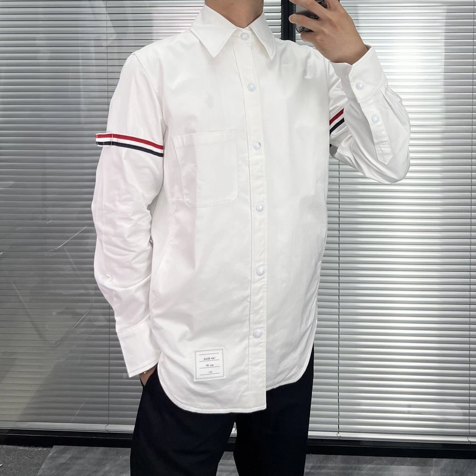 Chaqueta Camisa Thom Browne Hombre/Mujer Primavera Manga Doble Rayas Manga Larga Foto 4 de 4