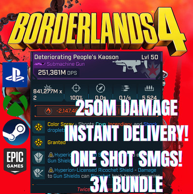 Borderlands 4 | x3 MODDED ONE SHOT SMGS 250M DMG + MEHR | XBOX, PS5, PC 