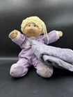 Vintage Cabbage Patch Kids Baby Doll W/ Purple Sleeper Blanket Blonde Yarn. ML