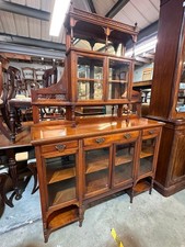 Edwardian Walnut mirror back display cabinet