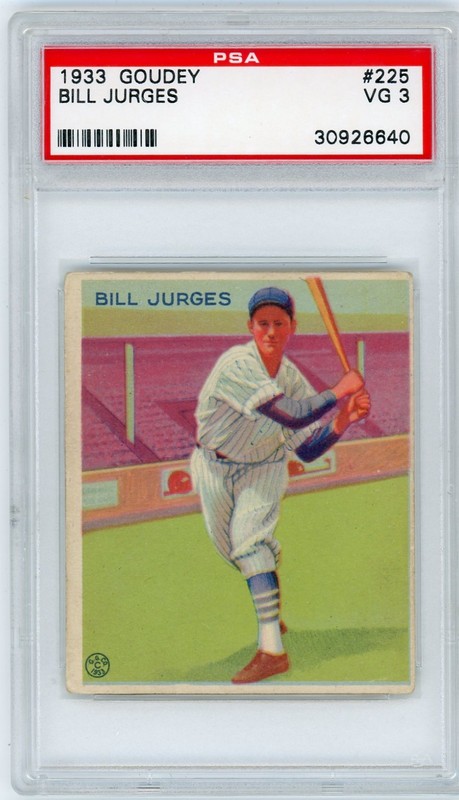 1933 Goudey Bill Jurges #225 PSA 3 Chicago Cubs