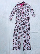 Barbie Friends Fleece Pajama Set Girls Sz 10 Pink Button Up PJ Pants Rare