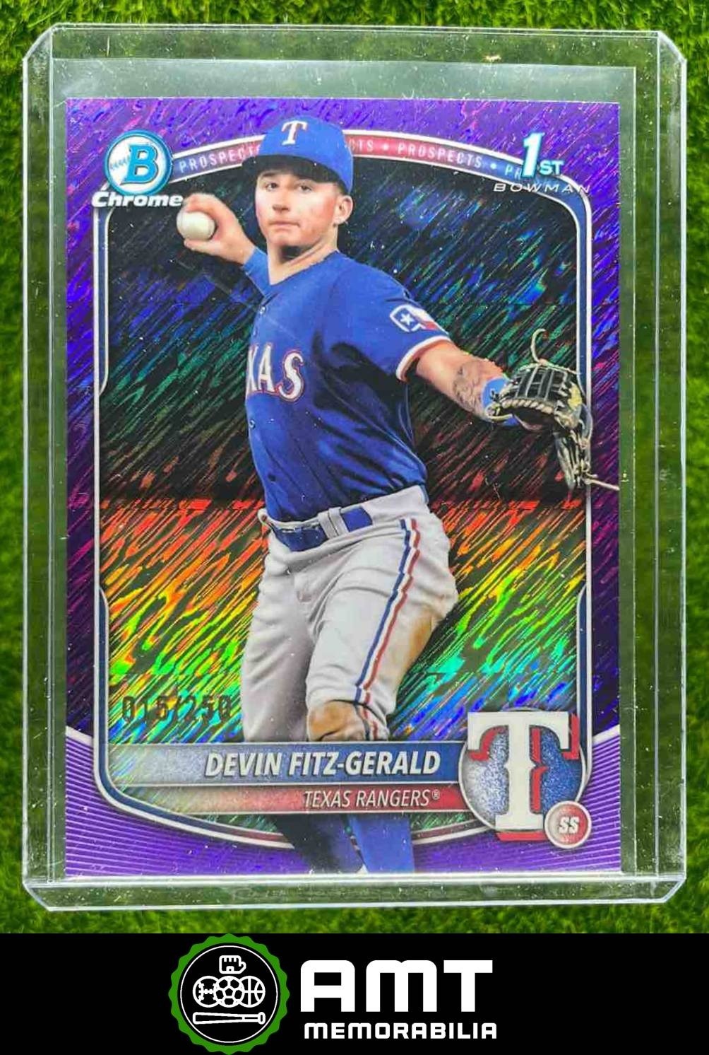 Devin Fitz-Gerald 2025 Bowman Chrome 15/250 Purple Shimmer Rangers #BCP-158