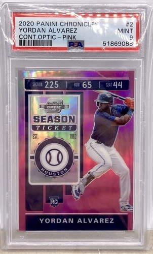 2020 Panini Chronicles 18/25 Contedners Optic Yordan Alvarez Pink PSA 9 Mint