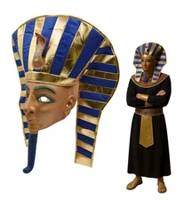Nicky Bigs Gold Pharaoh Mask King Tut Costume Headdress Halloween Cosplay