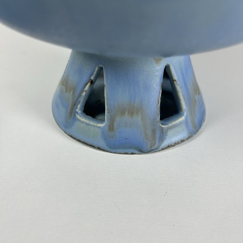 Vintage Royal Haeger Blue UFO Footed Compote Candy Dish Atomic MCM Spaceship 7” - Picture 7 of 8