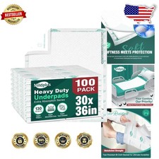 Heavy Duty Underpads 30x36, 100 Count, 10x More Absorbent, Tear-Resistant, So...