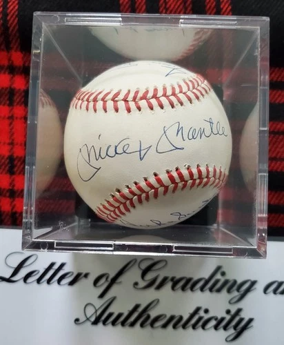 Mickey Mantle - Duke Snider - Willie Mays Triple Signed Baseball PSA/DNA 9 w/LOA