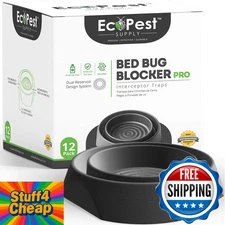 Bed Bug Interceptors 12-Pack Blocker Pro Traps Insect Monitor Bed Legs Black