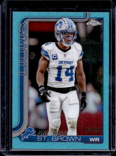 2025 Topps Chrome Amon-Ra St. Brown Teal Refractor #/299 Lions