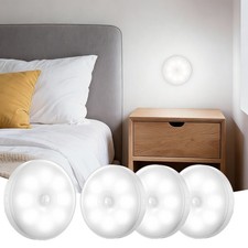 4PCS LED Motion Sensor Under Cabinet Closet Light USB Rechargeable Kitchen Lamp