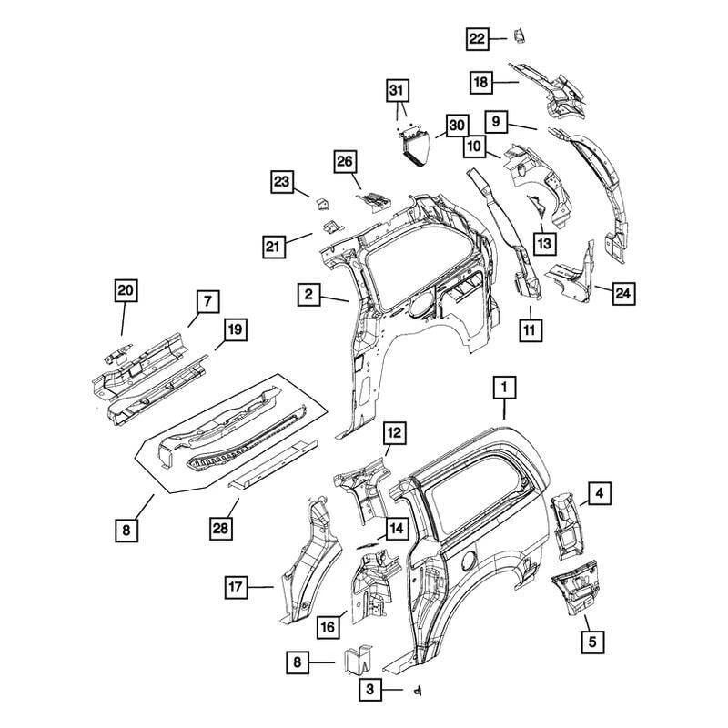 For Dodge Grand Caravan 2008-2020 Mopar 04894757AI Quarter Panel Foto 4 de 4
