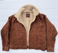 Gap Kids Sherpa Lined Brown Corduroy Jacket Size Large 10-11 Trucker Barn Warm