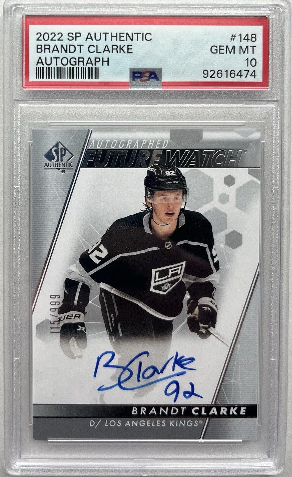 Brandt Clarke 2022-23 SP Authentic #148 Future Watch Auto 115/999 PSA 10 GEM MT