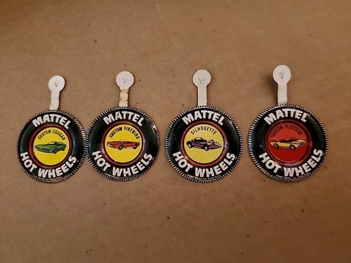 1967 Mattel Hot Wheels Redline Button Badge - Set Of 4