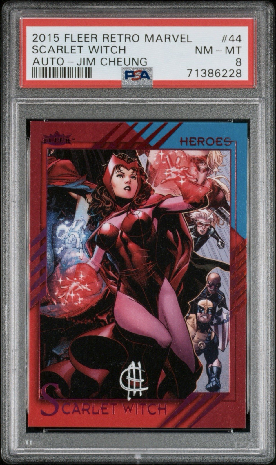 2015 Fleer Retro Marvel Auto #44 Jim Cheung / Scarlet Witch PSA 8 🌟 POP 3/0^