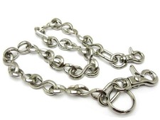 Chaîne portefeuille double clip en laiton massif moulé grand crochet en S, brillant