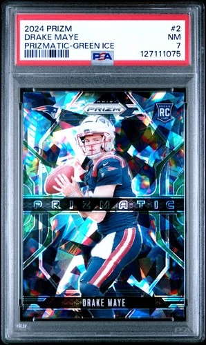 2024 PANINI PRIZM PRIZMATIC GREEN ICE #2 DRAKE MAYE ROOKIE RC PSA 7