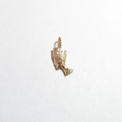 Nachlass 14K Gelbgold Ägyptische Königin Nofretete Weiblichkeit Anhänger