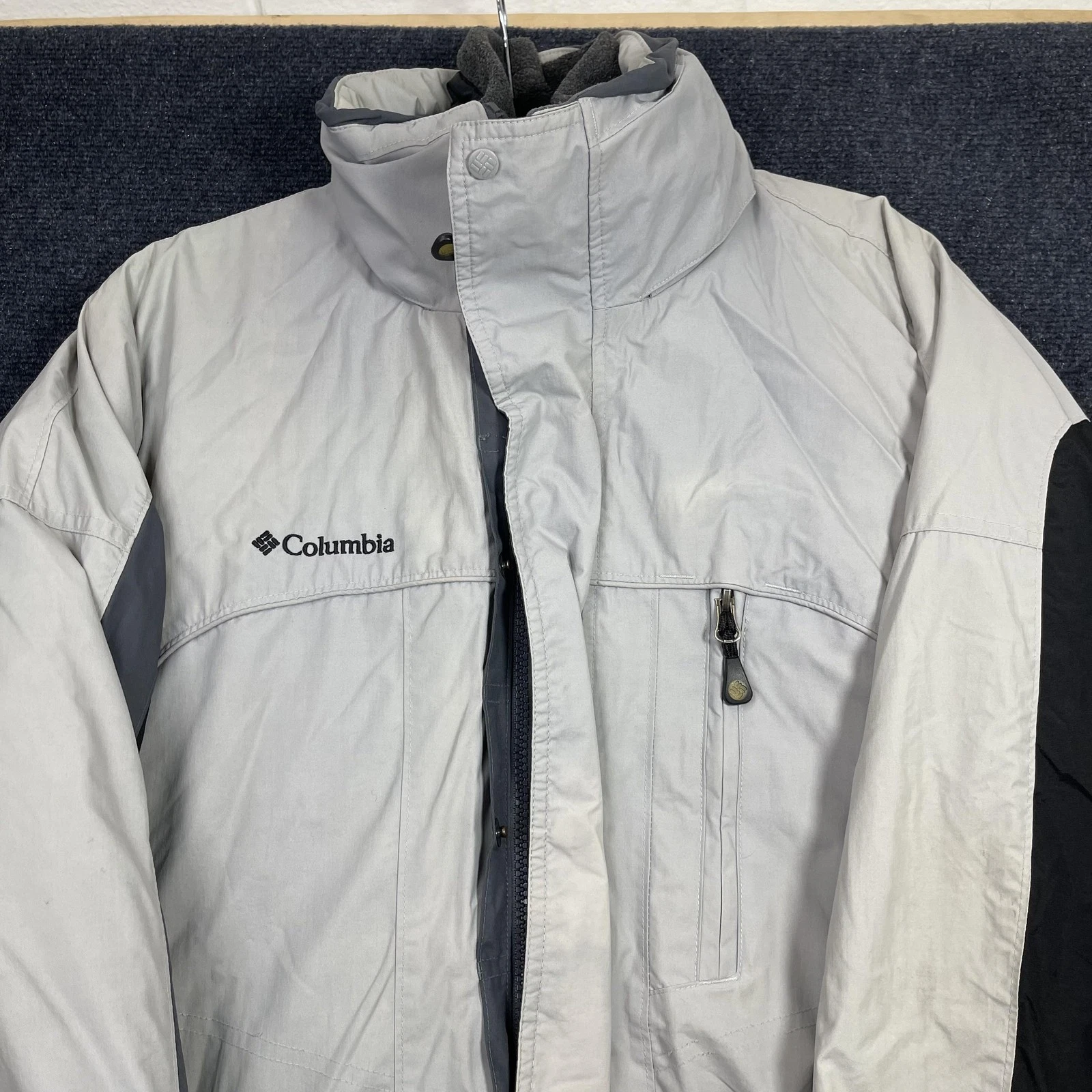 Columbia Jacket Mens Medium Gray Interchange 3-in-1 Fleece Lined Full Zip Winter