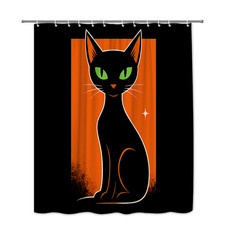 Black Cat Halloween Shower Curtain - Spooky Home Decor