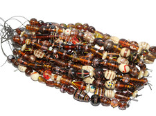 10 Strands Lamp work Glass Beads Brown combination Fancy Beads for jewelry make