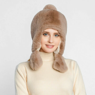 Lady Faux Fur Ushanka Trapper Hats Russian Cossack Pom Pom  display picture 1