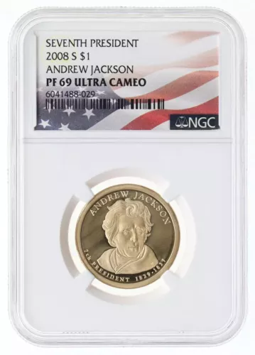 2008 S Andrew Jackson Dollar Presidential NGC PF-69 Ultra Cameo