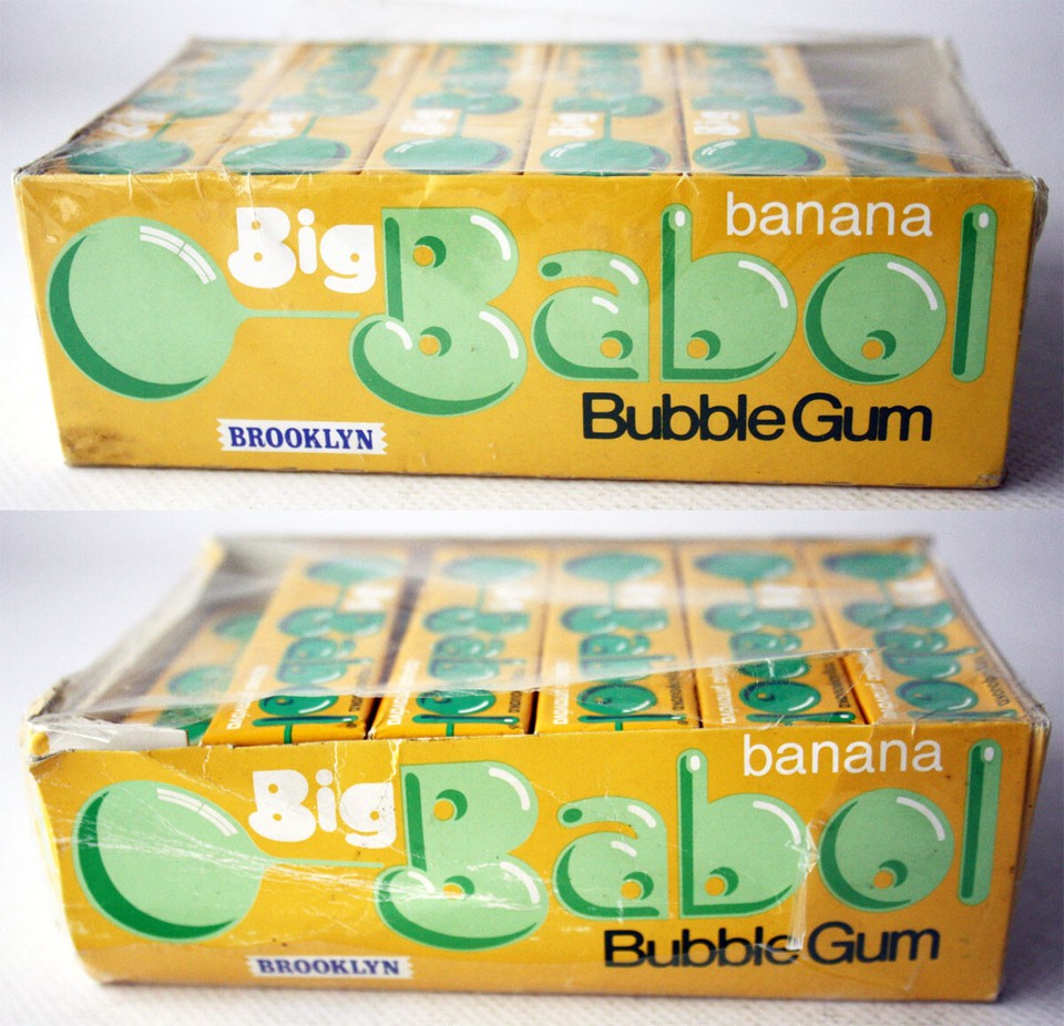 VINTAGE 80'S SEALED BOX 23X BIG BABOL BANANA CHEWING GUM BROOKLYN NEW